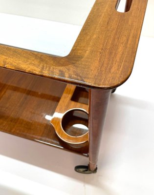 Mid-Century White Walnut Wood Italian Bar Cart by Franco Albini for Cesare Lacca, 1950s-JDR-1125389