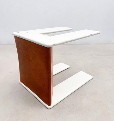 Mid-Century White Wood and Cognac Leather Modern Stools, Italy, 1960s, Set of 2-FGA-1405847