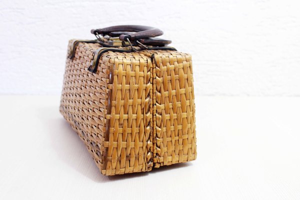 Mid-Century Wicker and Leather Trunk from Korey-BQF-1367101