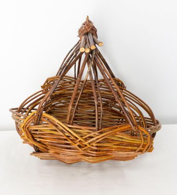 Mid-Century Wicker Basket Centerpiece, France, 1950s-RIU-1418907