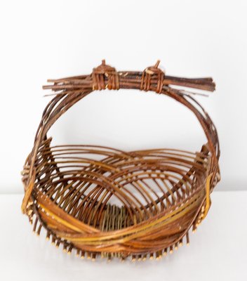 Mid-Century Wicker Basket Centerpiece, France, 1950s-RIU-1418907