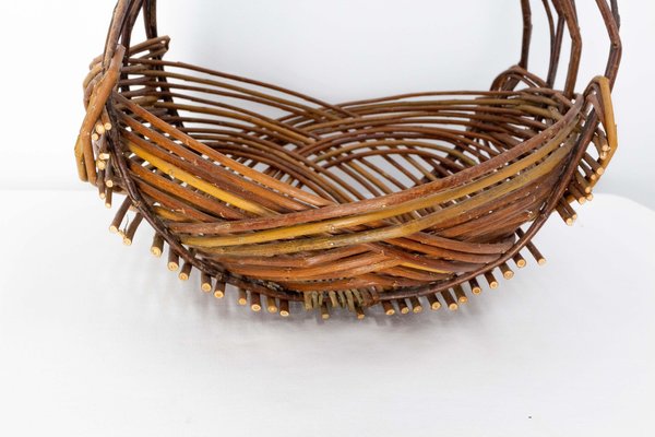 Mid-Century Wicker Basket Centerpiece, France, 1950s-RIU-1418907