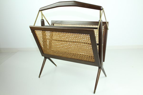 Mid-Century Wicker Magazine Rack, 1960s-ZWH-707830