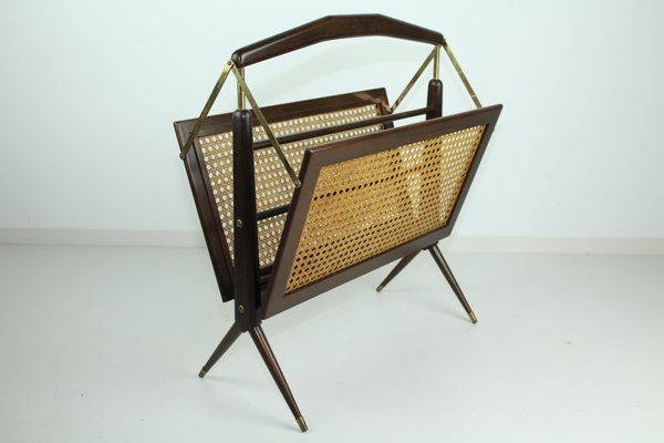 Mid-Century Wicker Magazine Rack, 1960s-ZWH-707830