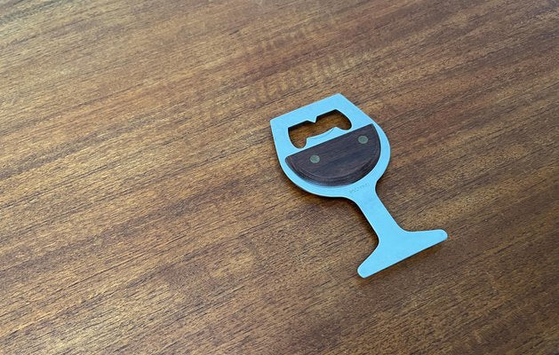 Mid-Century Wine Glass-Shaped Bottle Opener in Metal and Wood, 1960s-UAH-1811330