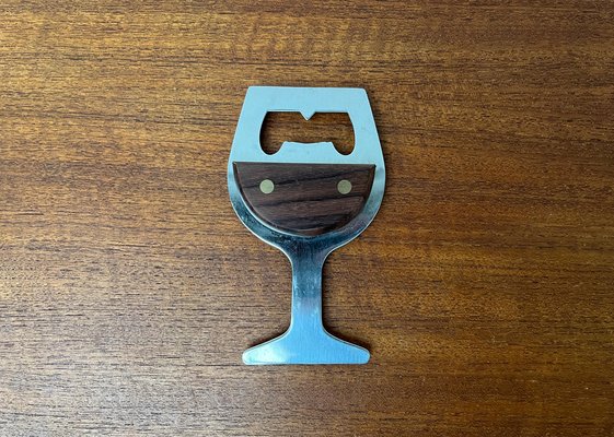 Mid-Century Wine Glass-Shaped Bottle Opener in Metal and Wood, 1960s-UAH-1811330