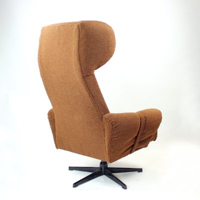 Mid-Century Wing Swivel Chair in Brown Fabric, Former Czechoslovakia, 1960s-UL-1546502