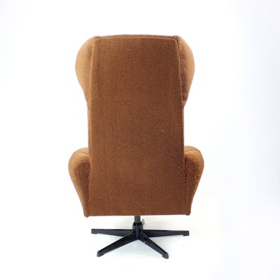 Mid-Century Wing Swivel Chair in Brown Fabric, Former Czechoslovakia, 1960s-UL-1546502