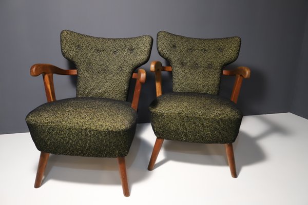 Mid-Century Wingback Armchairs from Krásná Jizba, Czechoslovakia, 1940s, Set of 2-HXT-2042062