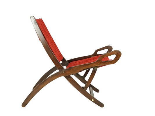 Mid-Century Wood and Fabric Folding Chair by Gio Ponti for Reguitti, 1950s-RD-1819362