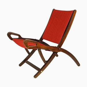 Mid-Century Wood and Fabric Folding Chair by Gio Ponti for Reguitti, 1950s-RD-1819362