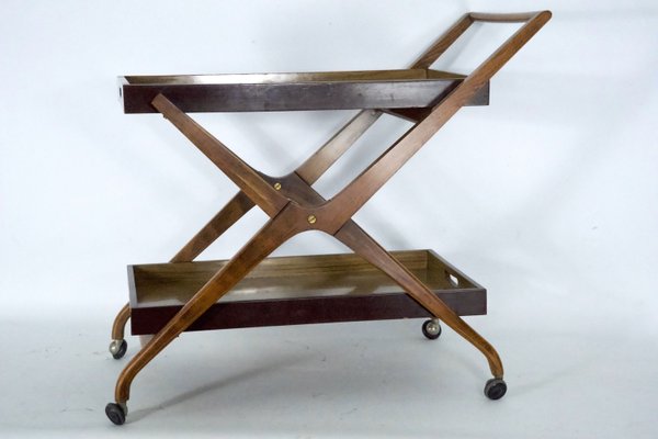 Mid-Century Wood and Formica Bar Cart in the style of Angelo Ostuni, Italy, 1950s-OT-2027836