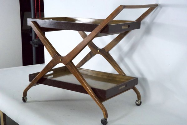 Mid-Century Wood and Formica Bar Cart in the style of Angelo Ostuni, Italy, 1950s-OT-2027836