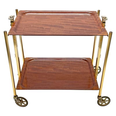 Mid-Century Wood and Golden Aluminium Foldable Bar Cart, 1950-JDR-1125455