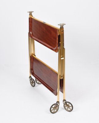 Mid-Century Wood and Golden Aluminium Foldable Bar Cart, 1950-JDR-1125455