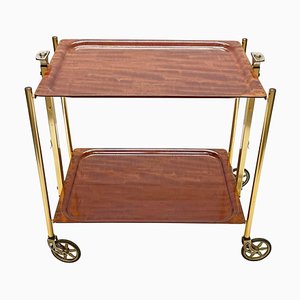 Mid-Century Wood and Golden Aluminium Foldable Bar Cart, 1950-JDR-1125455