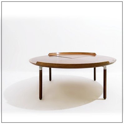 Mid-Century Wood and Leather Coffee Table-NYF-2024144