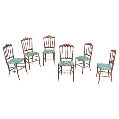 Mid-Century Wood Chairs attributed to Guiseppe Gaetano Descalzi for Fratelli Levaggi, Italy, 1950s, Set of 6-KVF-1789594