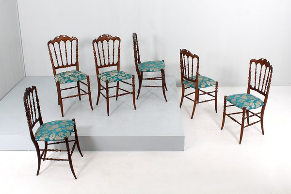 Mid-Century Wood Chairs attributed to Guiseppe Gaetano Descalzi for Fratelli Levaggi, Italy, 1950s, Set of 6-KVF-1789594