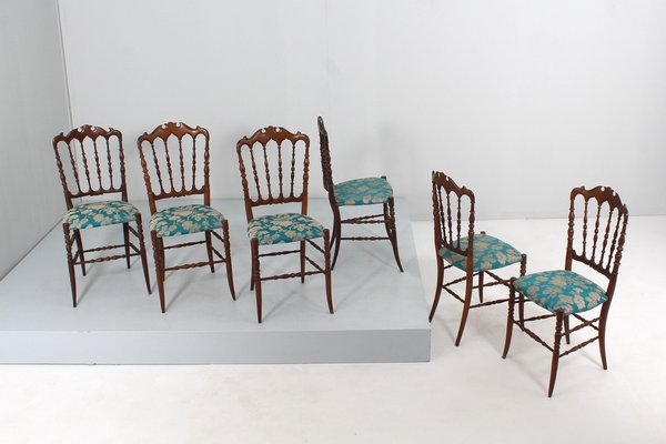 Mid-Century Wood Chairs attributed to Guiseppe Gaetano Descalzi for Fratelli Levaggi, Italy, 1950s, Set of 6-KVF-1789594