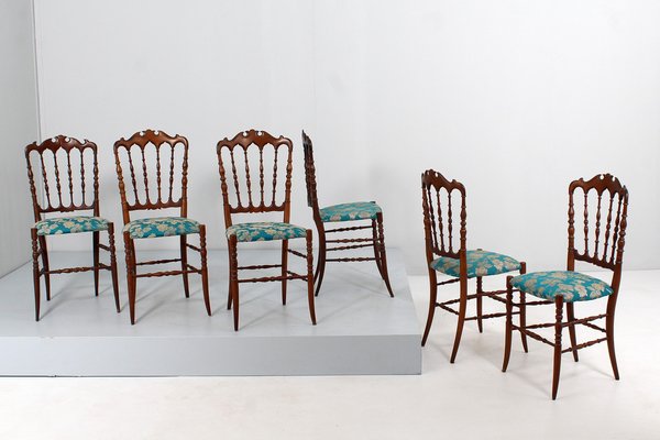 Mid-Century Wood Chairs attributed to Guiseppe Gaetano Descalzi for Fratelli Levaggi, Italy, 1950s, Set of 6-KVF-1789594