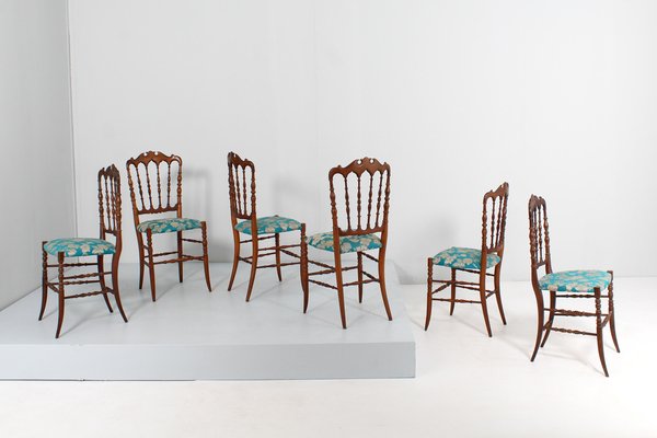 Mid-Century Wood Chairs attributed to Guiseppe Gaetano Descalzi for Fratelli Levaggi, Italy, 1950s, Set of 6-KVF-1789594