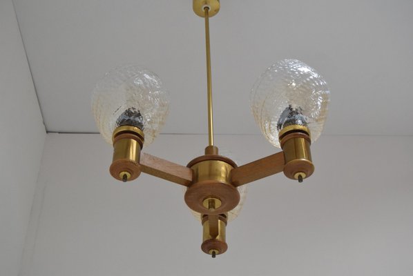 Mid-Century Wood Chandelier, 1970s-TZ-1073264