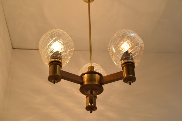 Mid-Century Wood Chandelier, 1970s-TZ-1073264