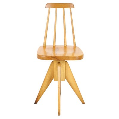 Mid-Century Wood Revolving Chair, Czechoslovakia, 1970s-TZ-1141910