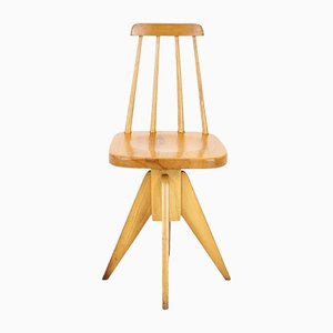 Mid-Century Wood Revolving Chair, Czechoslovakia, 1970s-TZ-1141910