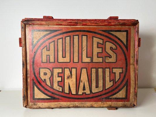 Mid-Century Wooden Box from Huiles Renault-KKG-1351750