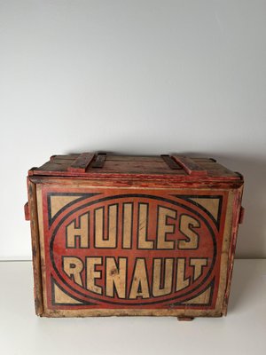 Mid-Century Wooden Box from Huiles Renault-KKG-1351750