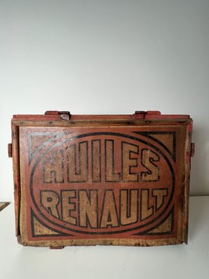 Mid-Century Wooden Box from Huiles Renault-KKG-1351750