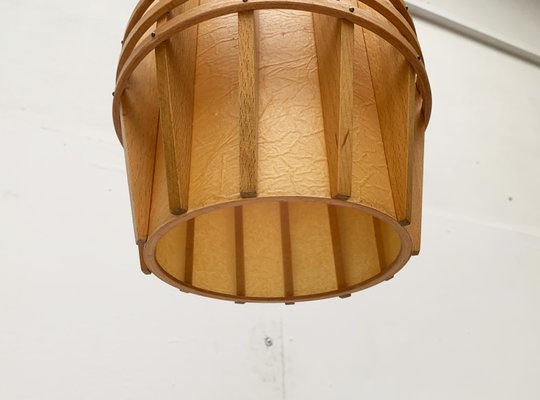 Mid-Century Wooden Cocoon Pendant Lamp-UAH-934823