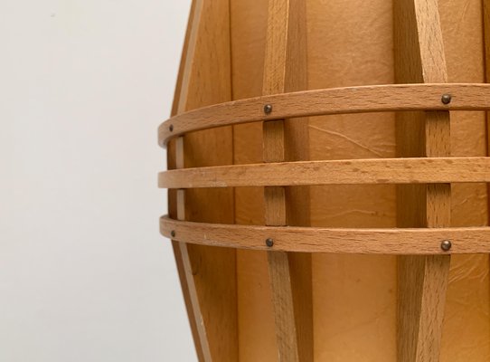 Mid-Century Wooden Cocoon Pendant Lamp-UAH-934823