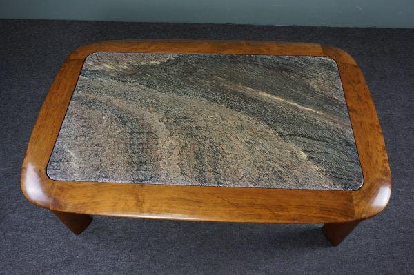 Mid-Century Wooden Coffee Table with Marble Top-HPP-1286094