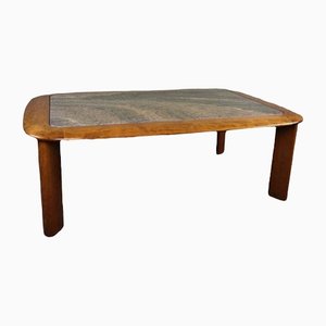 Mid-Century Wooden Coffee Table with Marble Top-HPP-1286094