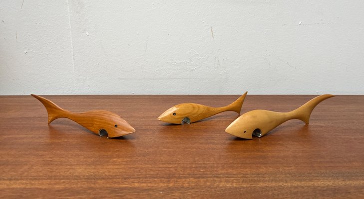 Mid-Century Wooden Fish Bottle Openers, 1960s, Set of 3-UAH-2020660