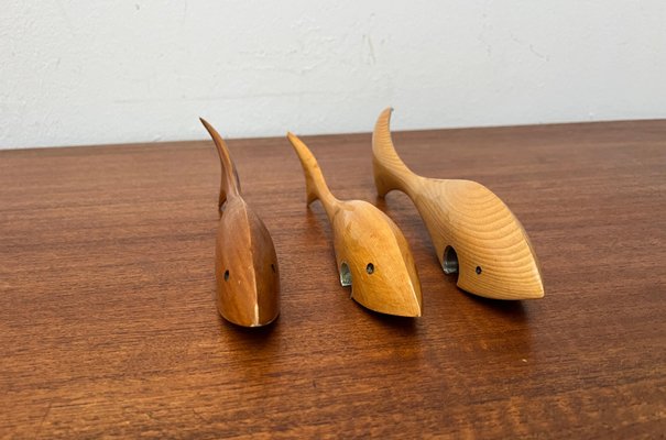 Mid-Century Wooden Fish Bottle Openers, 1960s, Set of 3-UAH-2020660