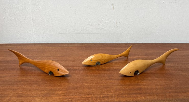 Mid-Century Wooden Fish Bottle Openers, 1960s, Set of 3-UAH-2020660