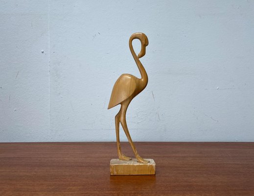 Mid-Century Wooden Flamingo Figurine, 1960s-UAH-2020661