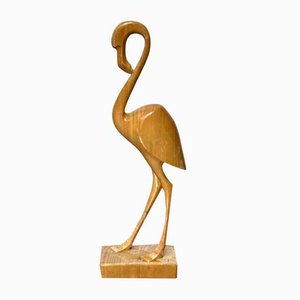 Mid-Century Wooden Flamingo Figurine, 1960s-UAH-2020661