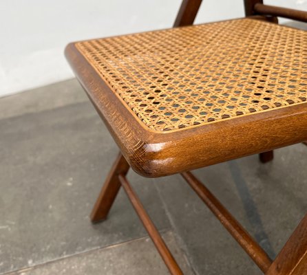 Mid-Century Wooden Folding Chairs with Viennese Wicker Seats, 1960s, Set of 2-UAH-1716577