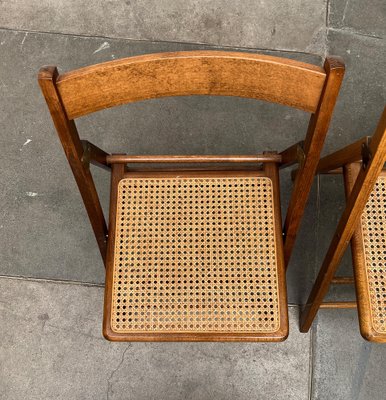 Mid-Century Wooden Folding Chairs with Viennese Wicker Seats, 1960s, Set of 2-UAH-1716577