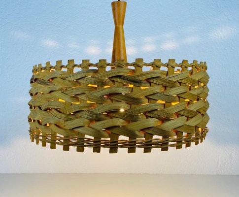 Mid-Century Wooden Pendant Lamp, Sweden, 1960s-PUK-933482