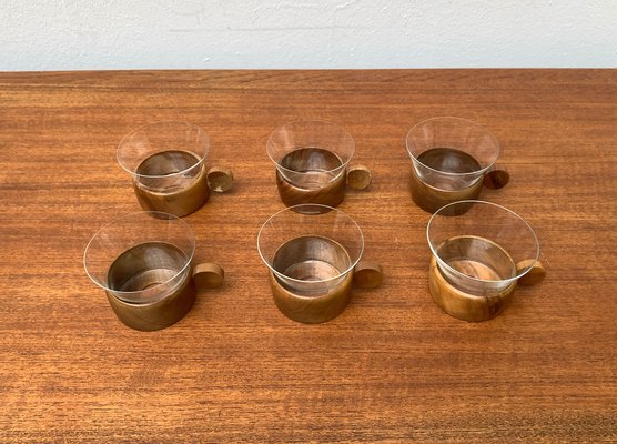 Mid-Century Wooden Tea Glasses, 1960s, Set of 5-UAH-1355308