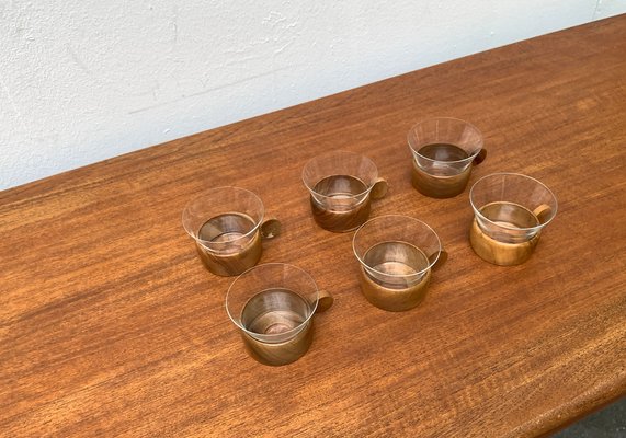 Mid-Century Wooden Tea Glasses, 1960s, Set of 5-UAH-1355308