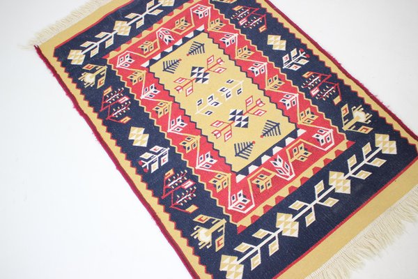 Mid-Century Wool Reversible Kelim Brussels Style Rug, 1960s-TZ-1117907