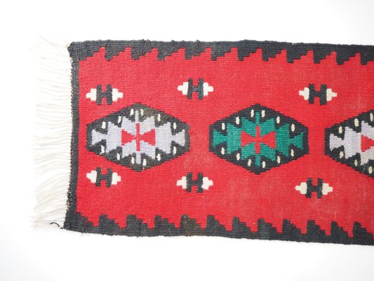 Mid-Century Wool Reversible Kilim Runner Rug in Brussels Style, 1960s-TZ-745594