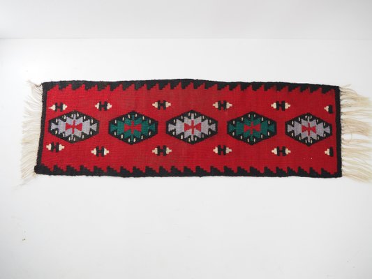 Mid-Century Wool Reversible Kilim Runner Rug in Brussels Style, 1960s-TZ-745594